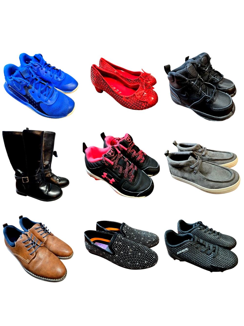 Bulk Boy's Girl's Shoe Lot Of 9 Name Brand Wholesale Reseller ROI Children Nike